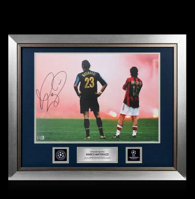 Marco Materazzi Official UEFA Champions League Signed and Framed Internazionale Photo: Derby Days