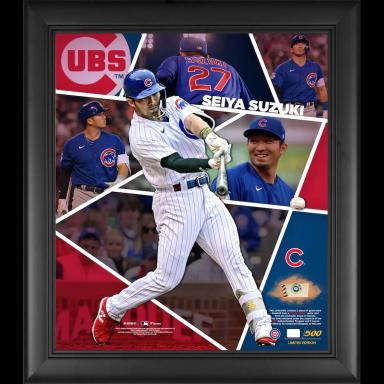 Chicago Cubs Seiya Suzuki Fanatics Authentic Framed 15" x 17" Impact Player Collage with a Piece of Game-Used Baseball - Limited Edition of 500