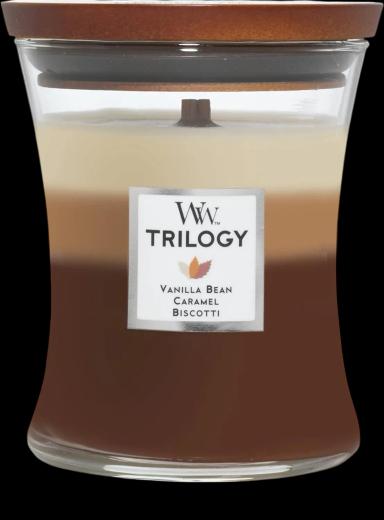 WoodWick Medium Hourglass Candle - Vanilla Bean, Caramel, Biscotti