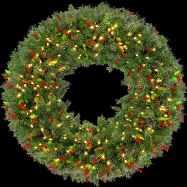 48 in. Large Pre-Lit Christmas Wreath with 200 Warm White LED Lights