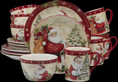 Holiday Wishes 16 piece Dinnerware Set