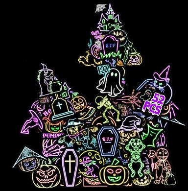 52 Pcs Neon Halloween Stickers for Kids Glow in The Dark