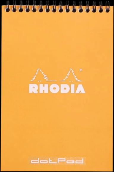 Rhodia #16 Wirebound Notepad 5.8" x 8.3" Dot Pad, Orange Cover