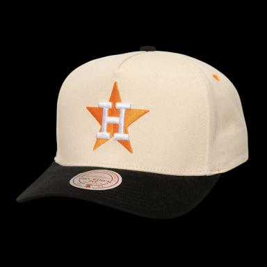 Men's Houston Astros Mitchell & Ness Cream Overspray Pro Pinch Snapback Hat