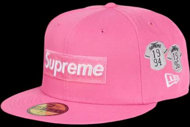 Supreme Jerseys Box Logo New Era Fitted Hat Pink