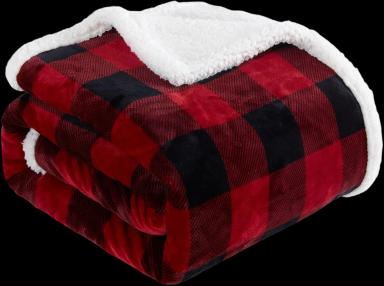 Sherpa Red and Black Buffalo Plaid Christmas Throw Blanket