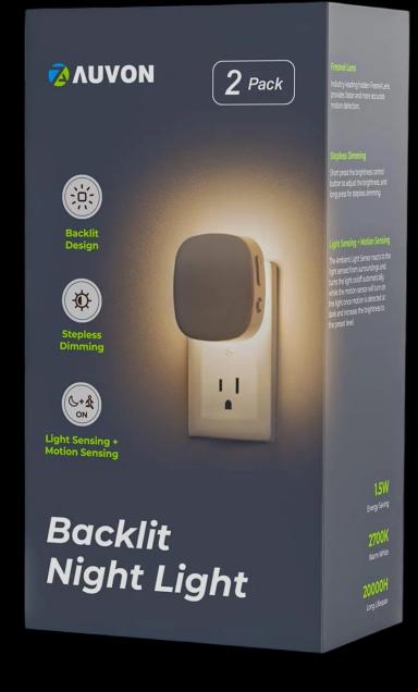 AUVON Plug-in LED Backlit Night Light with Motion Sensor