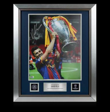 David Villa Official UEFA Champions League Signed and Framed FC Barcelona Photo: 2011 Winner