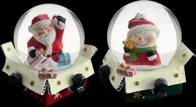 Christmas Santa Claus & Snowman Snow Globes