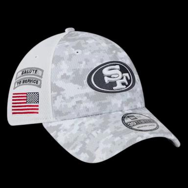 Men's San Francisco 49ers New Era White 2024 Salute To Service Digital Camo 39THIRTY Flex Hat