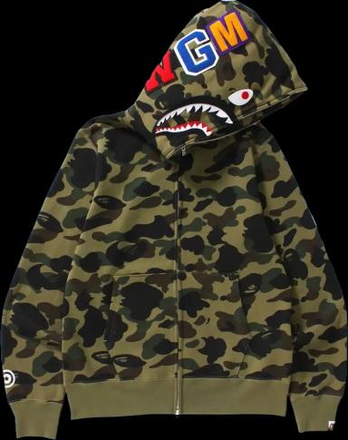 BAPE 1st Camo Shark Full Zip Hoodie Green