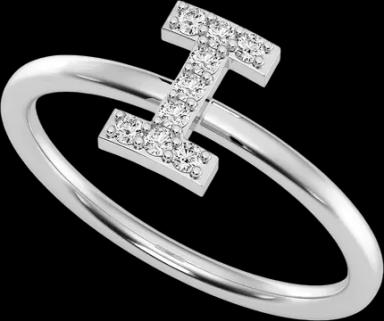 ALPHABET ANY LETTER DIAMOND RING 14K SOLID GOLD 0.05CTW