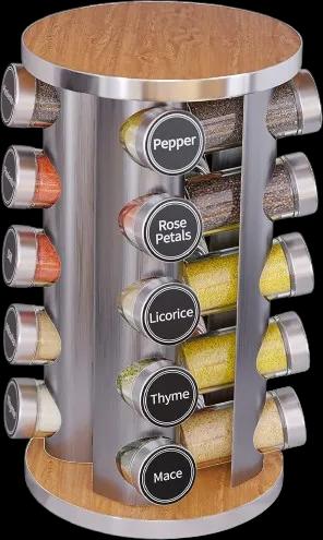 Revolving Spice Rack Set with 20 Spice Jars