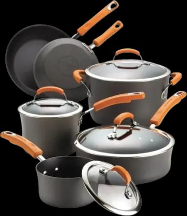 Rachael Ray - 10-Piece Nonstick Cookware Set - Gray/Orange