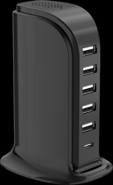 USB Charger Block with Type C, 6-Port Charger