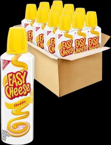 Easy Cheese Cheddar Cheese Snack, 12 - 8 oz Cans