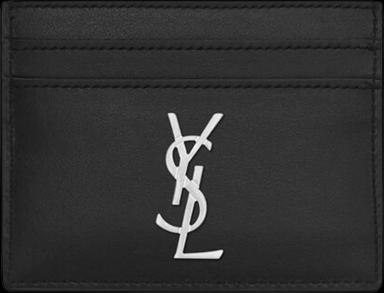 Saint Laurent Cassandre (5 Card Slot) Card Case Silver Logo Black