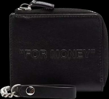 OFF-WHITE Debossed Quote Chain Wallet Black