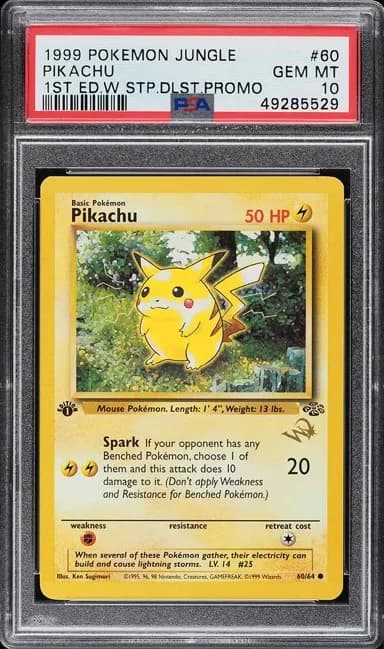 1999 Pokemon Jungle 1st Edition W Stamp Duelist Promo Pikachu #60 PSA 10