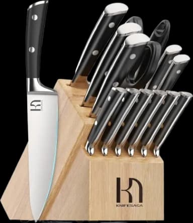 15 Piece High Carbon Stainless Steel Knife Block Set
