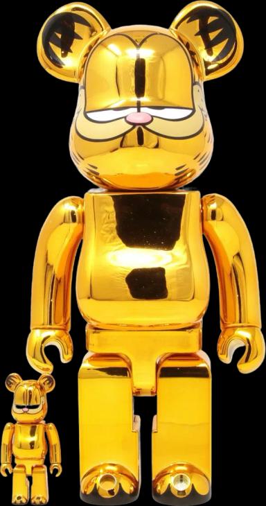 Bearbrick Garfield 100% & 400% Set Gold Chrome Ver.