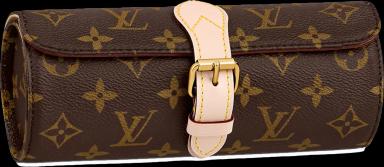 Louis Vuitton 3 Watch Case Monogram Canvas Brown