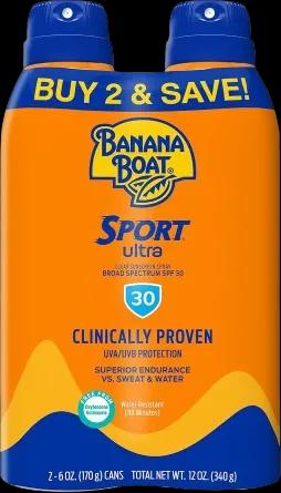 Banana Boat Sport Ultra SPF 30 Sunscreen Spray Twin Pack