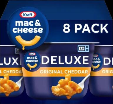 Kraft Deluxe Original Mac & Cheese Macaroni and Cheese Dinner Microwavable Dinner, 8 ct Box, 2.39 oz Cups