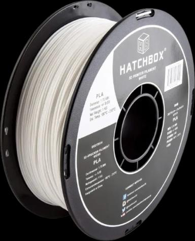 HATCHBOX 1.75mm White PLA 3D Printer Filament, 1 KG Spool