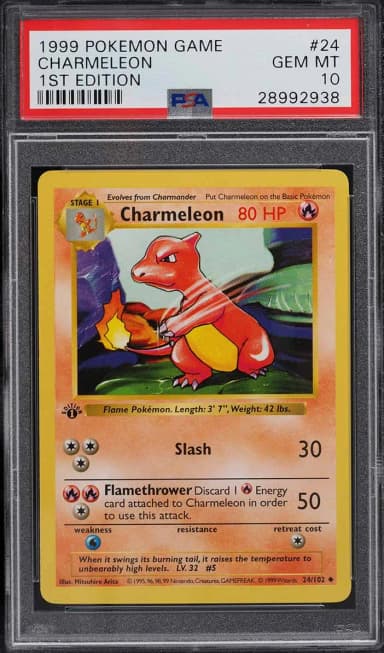1999 Pokemon Base Set Shadowless 1st Edition Charmeleon #24 PSA 10 GEM MINT