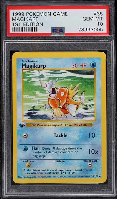 1999 Pokemon Base Set Shadowless 1st Edition Magikarp #35 PSA 10 GEM MINT