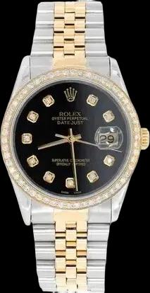 ROLEX DATEJUST 36MM 18K YELLOW GOLD & STEEL (16233) - 1.00CTW DIAMOND BEZEL