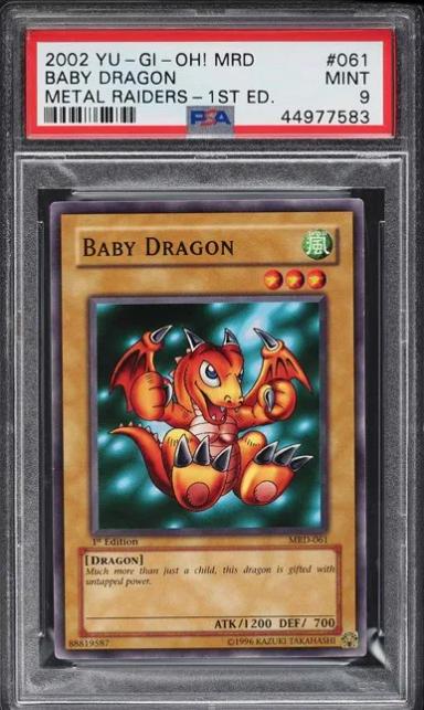 2002 Yu-Gi-Oh! Metal Raiders 1st Edition Baby Dragon #MRD-061 PSA 9 MINT