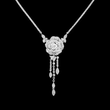 Bouton de Camélia transformable necklace 18K white gold & diamonds