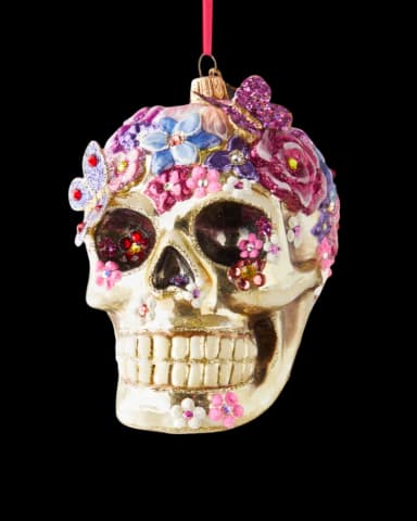Floral Skull Christmas Ornament