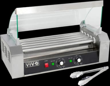 VIVO Electric 12 Hot Dog and 5 Roller Grill Warmer, Cooker Machine with Cover