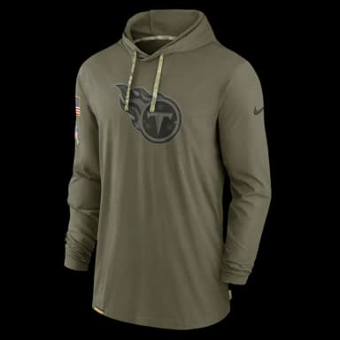 Men's Tennessee Titans Nike Olive 2022 Salute to Service Tonal Lightweight Long Sleeve Hooded T-Shirt