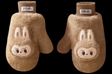 Labubu Warm The Monsters Fluffy Holiday Series Plush Gloves