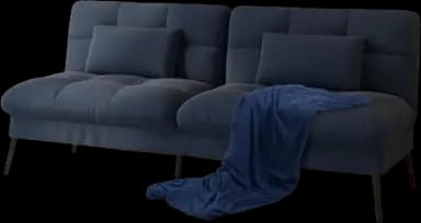 Futon Sofa Bed, 68″Fabric Futon Couch with Adjustable Backrest - Blue