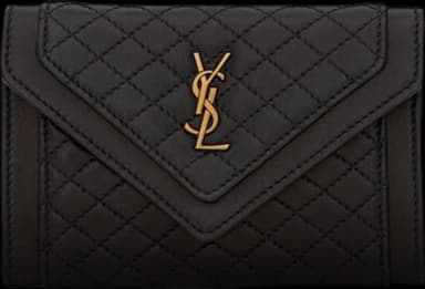 Saint Laurent Gaby Small Envelope Wallet In Quilted Lambskin Black