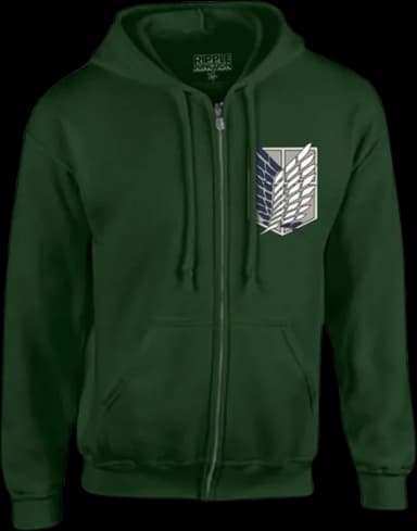 Attack on Titan Men's Authentic Full Zip-Up Survey Corps