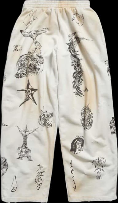 Balenciaga Men's Tat Baggy Sweatpants Beige/Brown (XS)