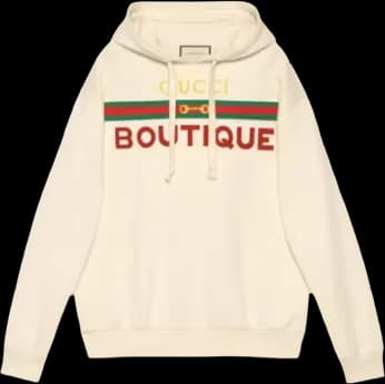 Gucci Boutique Print Hooded Sweatshirt Off White (US M)