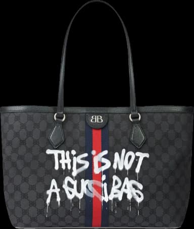Gucci x Balenciaga The Hacker Project Graffiti Medium Tote Bag Black