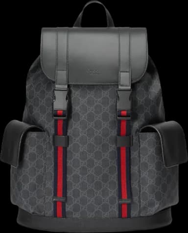 Gucci Soft Backpack GG Supreme Blue/Red Web Black/Grey